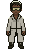 Ash, in a long pale coat with goggles