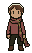 Bea, in a red cardigan and a long scarf